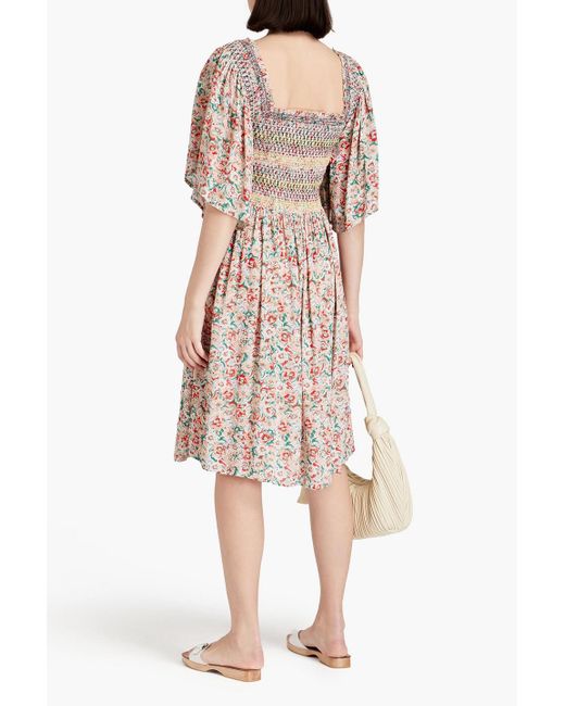 See By Chloé Multicolor Smocked Floral-print Crepe Dress