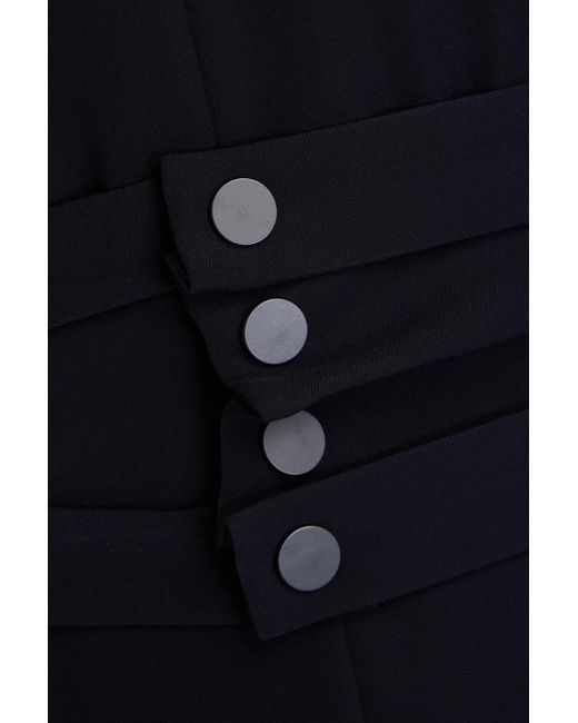 Emporio Armani Blue Belted Satin-trimmed Crepe Mini Dress