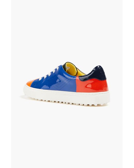 Tory Sport Multicolor Color-block Patent-leather Sneakers