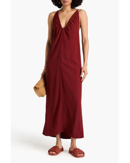 BITE STUDIOS Red Theros Ruched Crepe Midi Dress