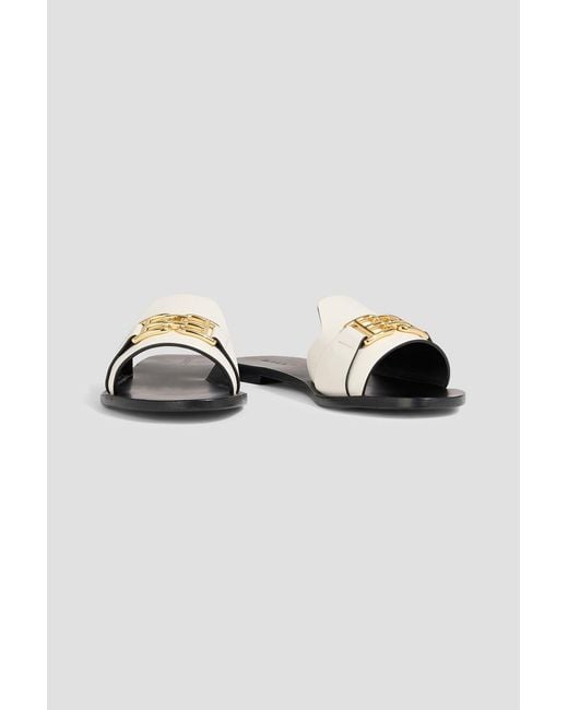 Bally White Positano Embellished Leather Slides