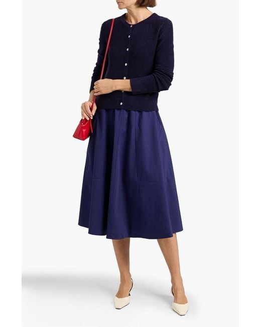 Vince Blue Cotton-Blend Twill Midi Skirt