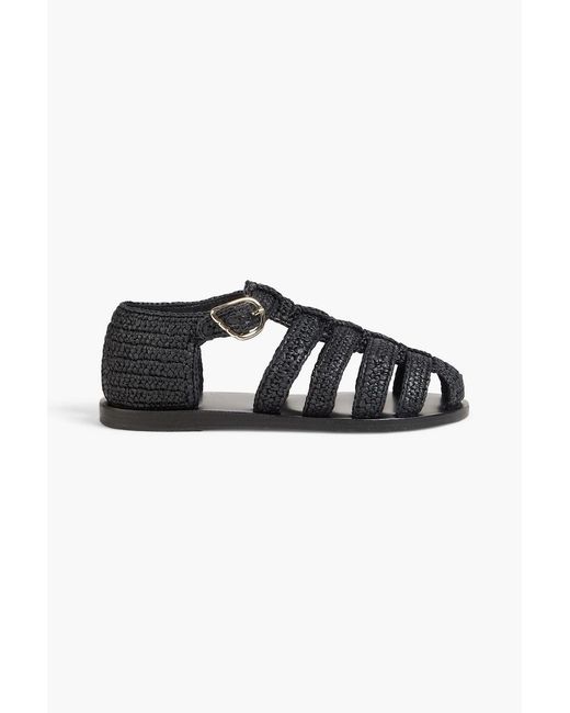 Ancient Greek Sandals Black Homeria Raffia Sandals