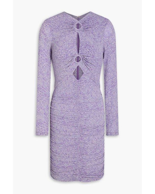 Isabel Marant Purple Jana Cutout Printed Stretch-Jersey Mini Dress