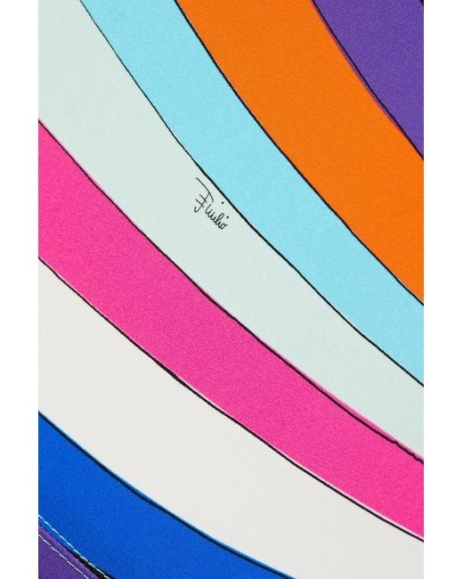 Emilio Pucci Blue Off-the-shoulder Printed Stretch-ponte Mini Dress