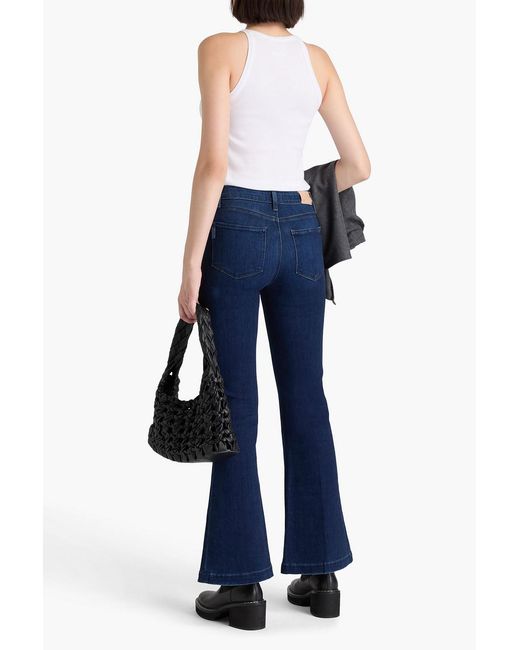 PAIGE Blue Faded Mid-rise Flared Jeans