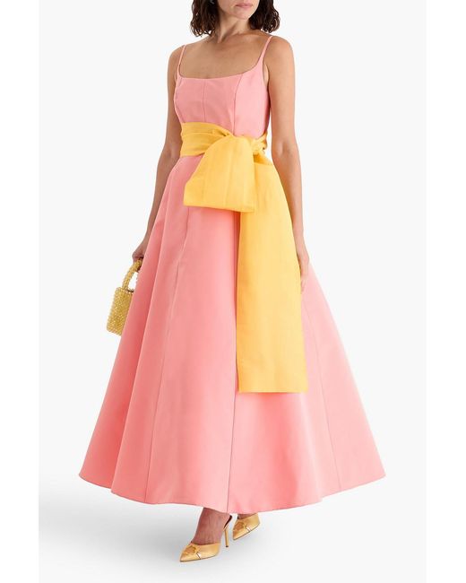 Carolina Herrera Pink Belted Silk-Faille Gown