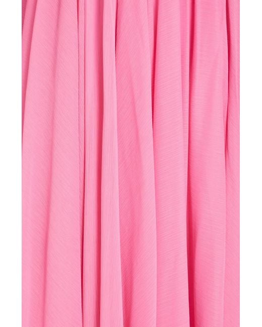 Maria Lucia Hohan Pink Altheda One-shoulder Bow-embellished Crepon Gown