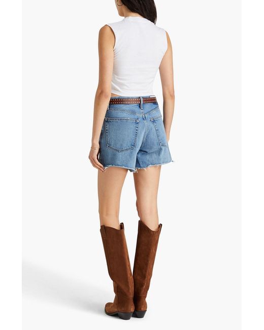 Re/done Blue 90S Frayed Denim Shorts