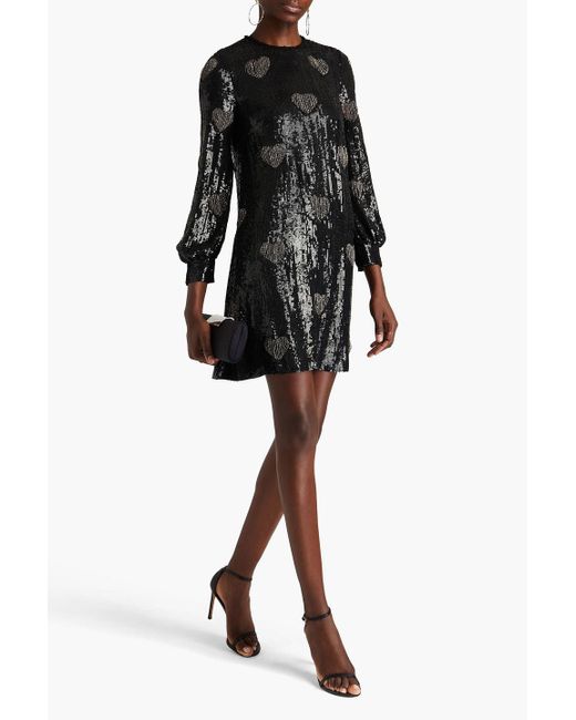 Valentino Garavani Black Embellished Silk-tulle Mini Dress
