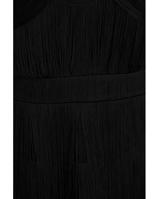 Jonathan Simkhai Black Baldwin Fringed Draped Crepe Halterneck Maxi Dress