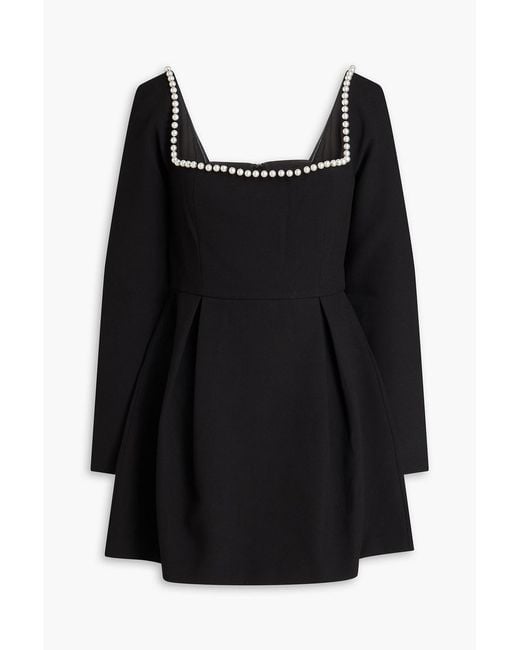 Odd Muse Black Bead-embellished Crepe Mini Dress