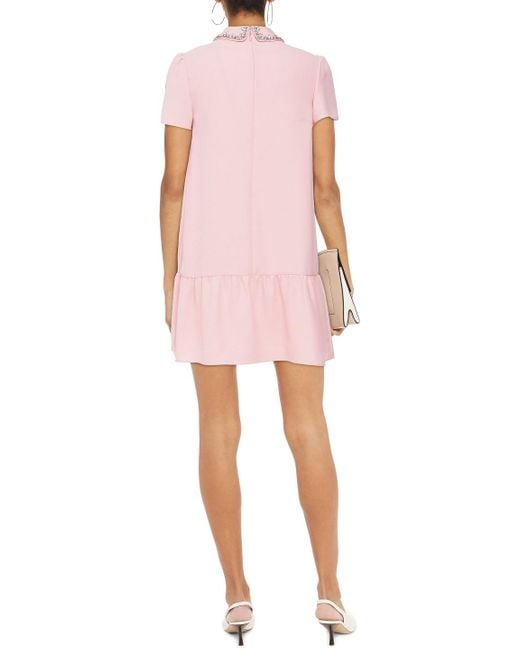 RED Valentino Pink Crystal-embellished Satin-crepe Mini Dress