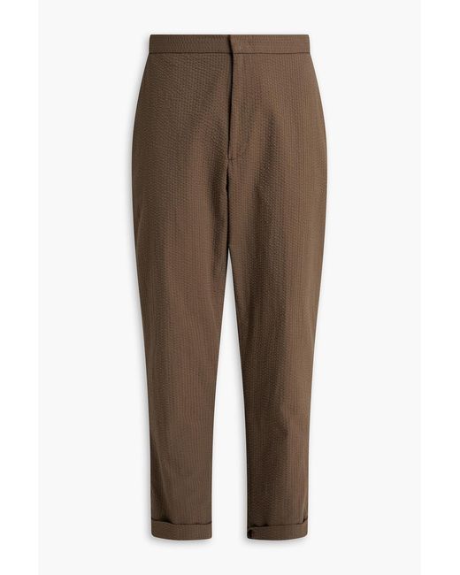 Officine Generale Brown Joseph Tapered Cotton-Blend Seersucker Drawstring Pants for men
