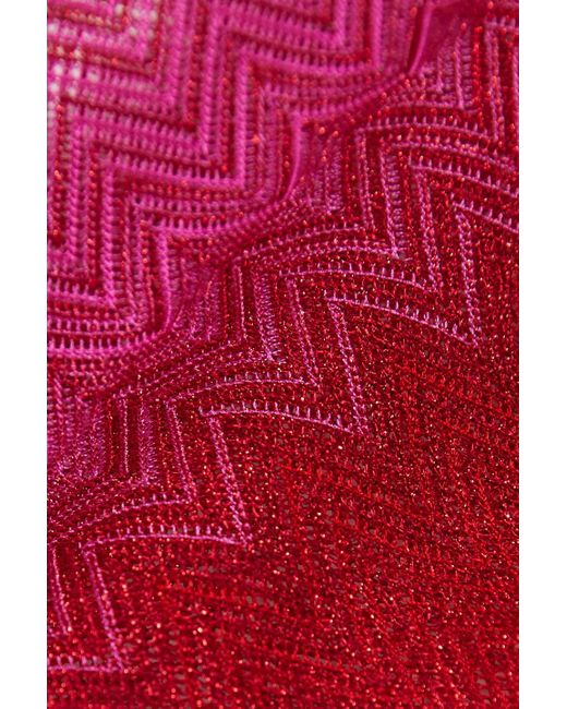 Missoni Red Mare Ruched Metallic Crochet-knit Mini Skirt