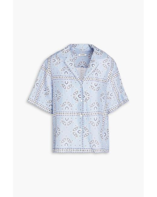 Sandro Blue Livia Paisley-print Linen-blend Gauze Shirt