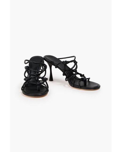 STUDIO AMELIA Black Net 90 Knotted Leather Mules