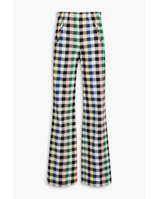 Veronica Beard Multicolor Jude Checked Cotton-blend Wide-leg Pants