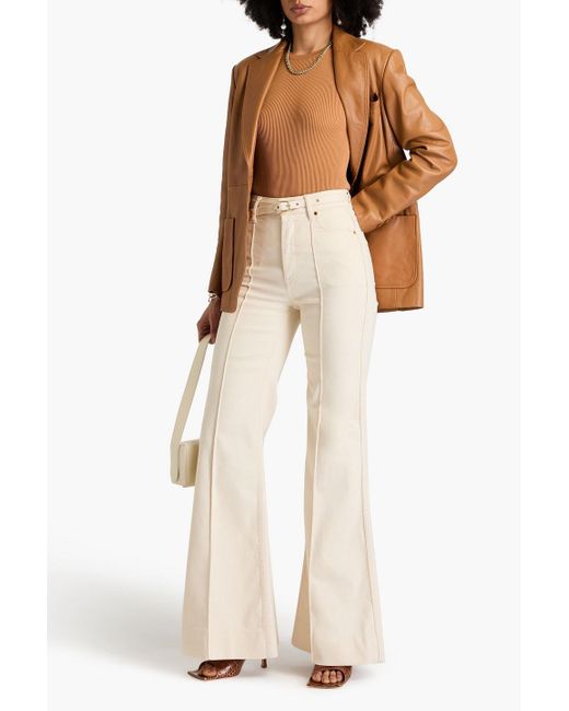 Zimmermann White Belted High-rise Flared Jeans