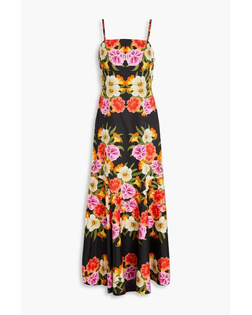 Borgo De Nor White Floral-print Cotton-poplin Maxi Dress
