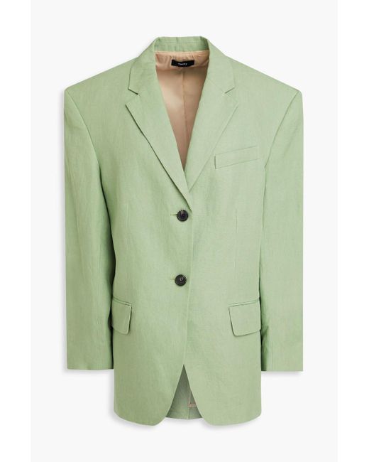 Theory Green Linen Blazer