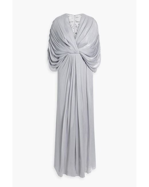 Badgley Mischka Gray Drapierte robe aus georgette mit -effekt