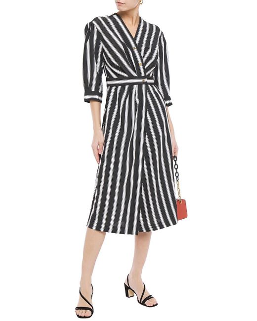 Sandro Striped Woven Dress In Black Save 35 Lyst