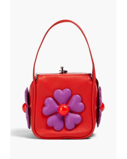 Moschino Red Floral-Appliquéd Tote