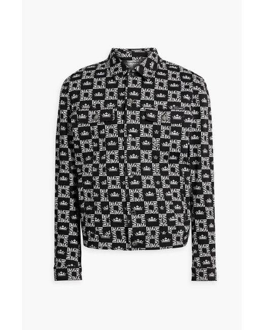 Dolce & Gabbana Black Logo-print Cotton-blend Twill Jacket for men