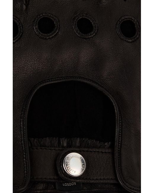Dunhill Black Perforated Leather Gloves for men