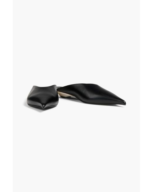 Mugler Black Leather Mules