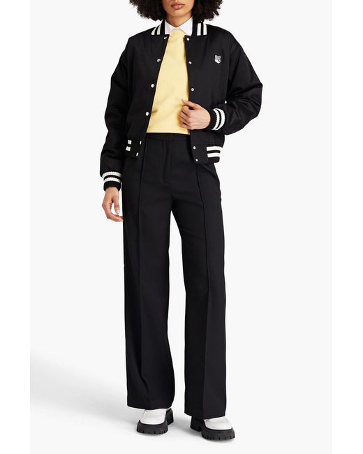 Maison Kitsuné Black Twill Straight-leg Pants