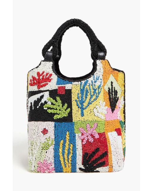 Staud Multicolor Cote Beaded Satin Bucket Bag