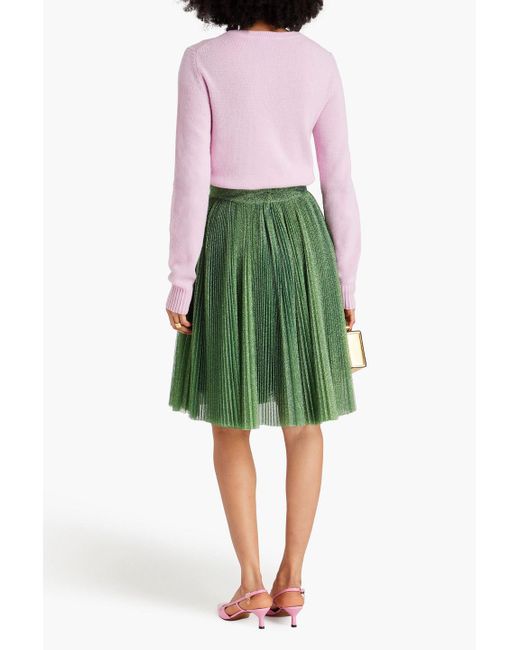 Dolce & Gabbana Green Pleated Metallic Tulle Skirt