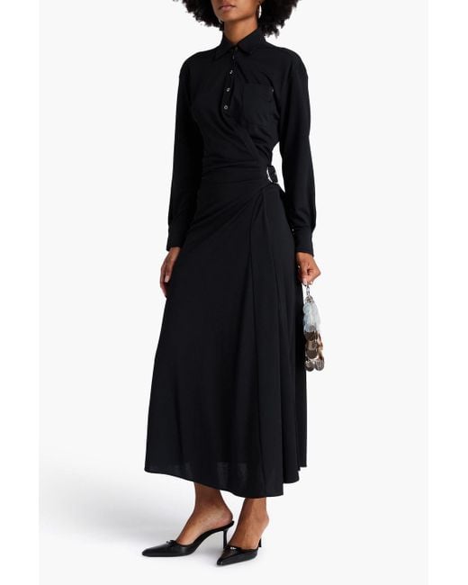 Rabanne Black Draped Stretch-Crepe Maxi Wrap Dress