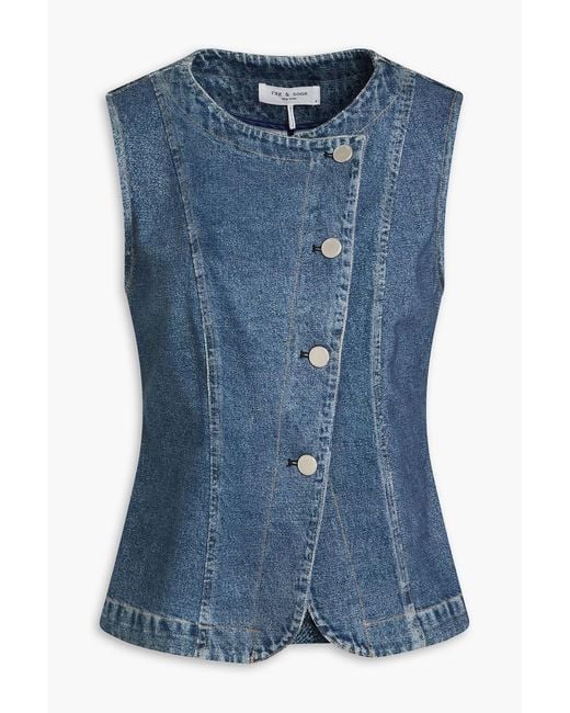 Rag & Bone Blue Miramar Olivia Denim-effect Print Ponte Vest