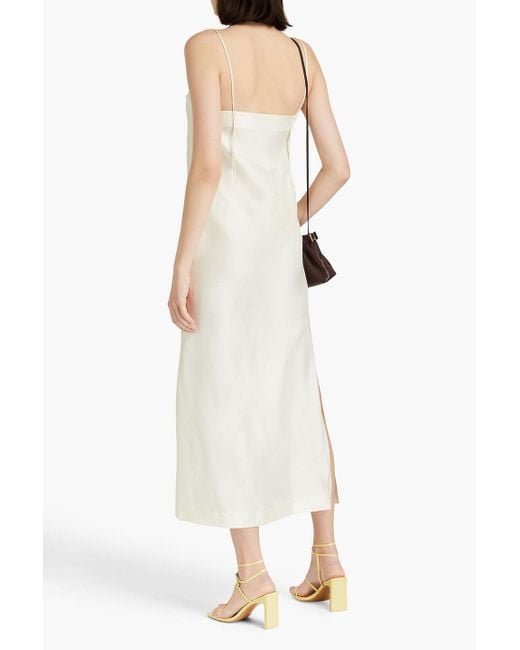 Loulou Studio White Vabea Silk-twill Midi Dress