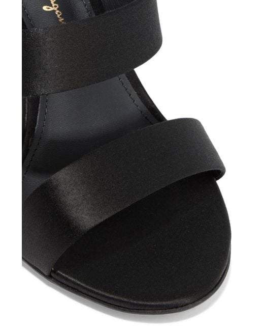 Ferragamo Black Daiano Leather-trimmed Satin Sandals