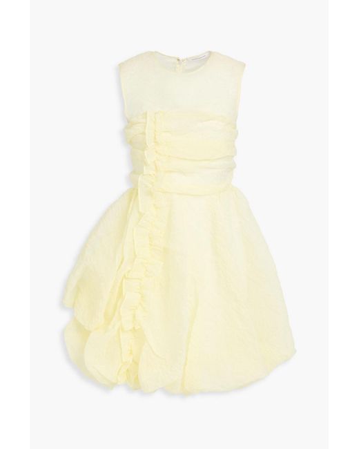 CECILIE BAHNSEN Yellow Olivia Cloqué Mini Dress