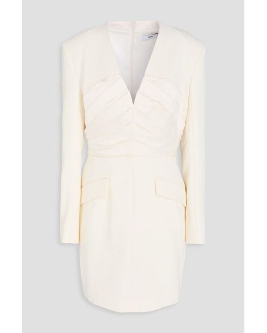 Safiyaa Natural Pleated Crepe-Paneled Silk-Satin Mini Dress