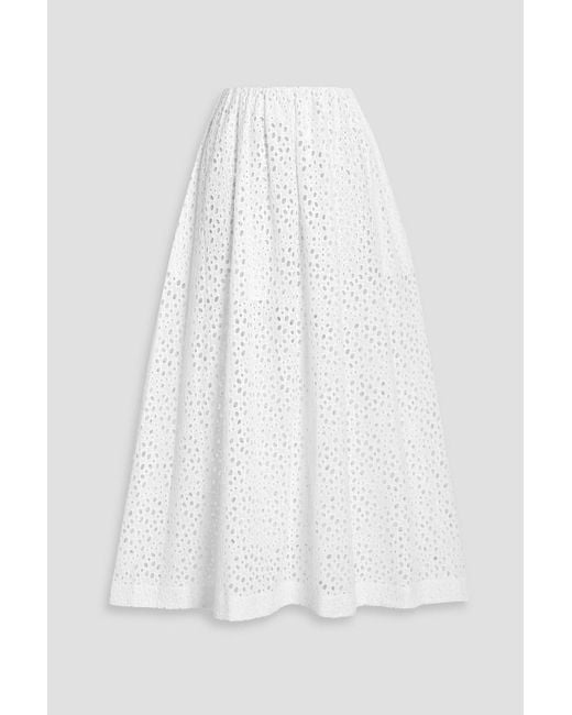 Totême  White Broderie Anglaise Cotton Midi Skirt