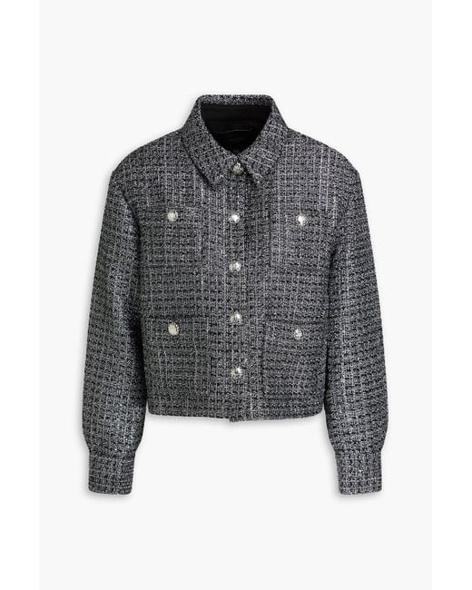 Maje Gray Sequin-Embellished Metallic Tweed Jacket
