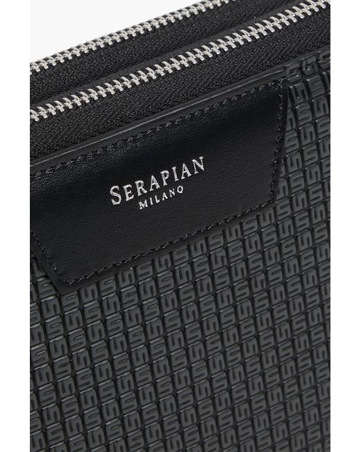 Serapian Black Embossed Coated-canvas Travel Wallet for men