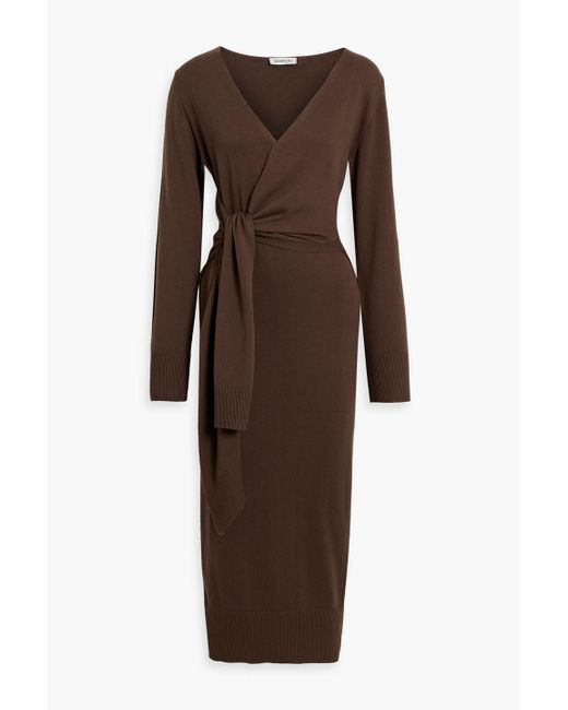 Jonathan Simkhai Brown Skyla Wrap-Effect Cotton And Cashmere-Blend Midi Dress