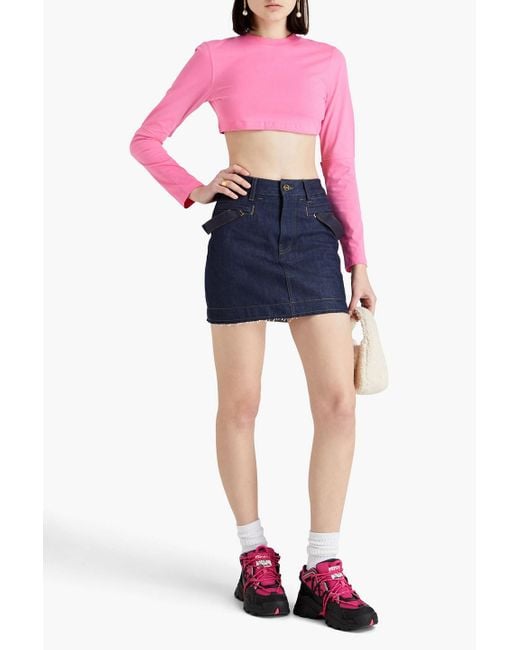 Jacquemus Pink Piccola Cropped Cotton-jersey Top