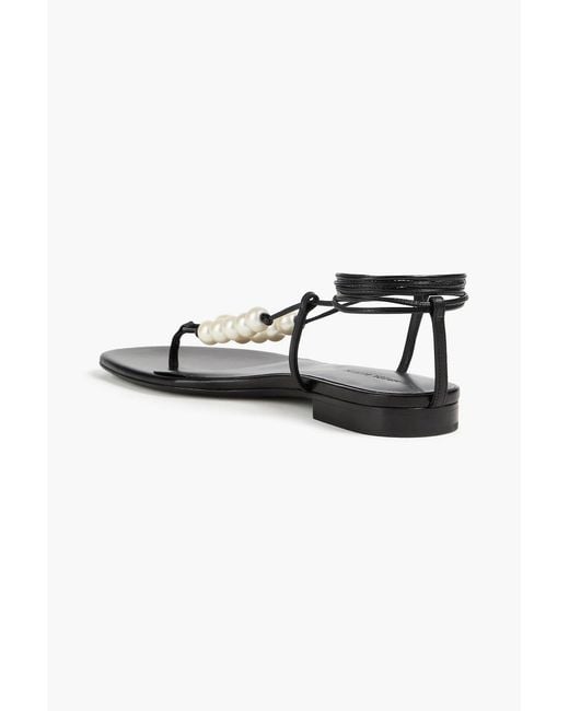 Magda Butrym Black Faux Pearl-Embellished Leather Sandals