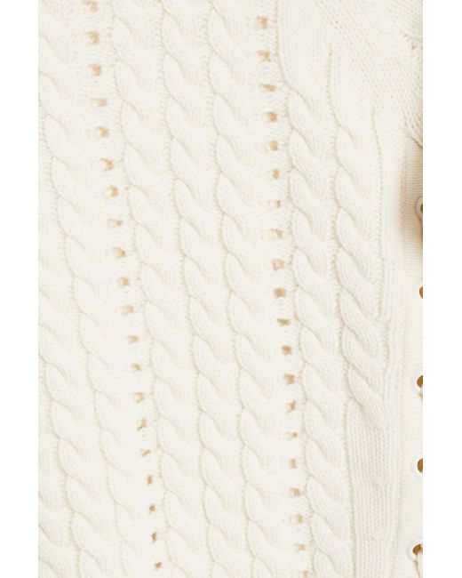 10 Crosby Derek Lam White Aitana Lace-up Cable-knit Wool Sweater
