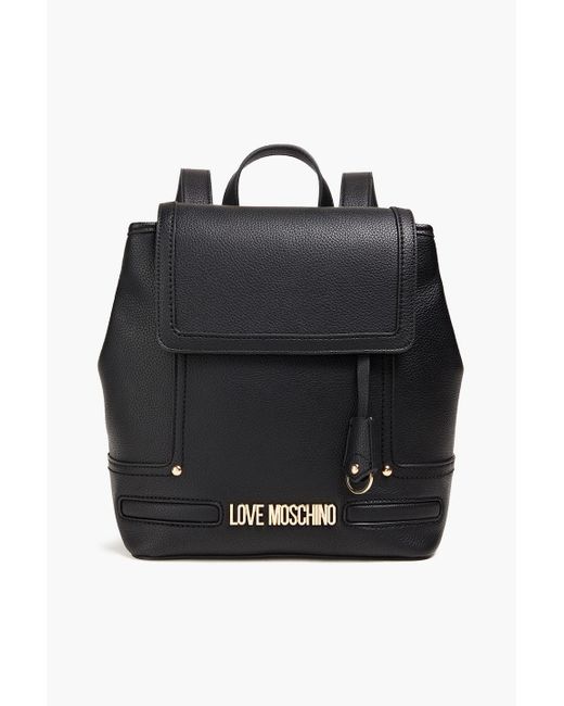 Love Moschino Black Faux Pebbled-leather Backpack