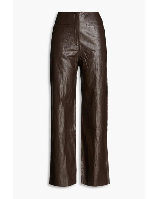 Rejina Pyo Brown Faux Leather Wide-leg Pants