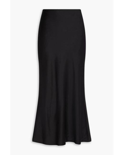 Veronica Beard Black Clover Silk-Blend Satin Midi Skirt